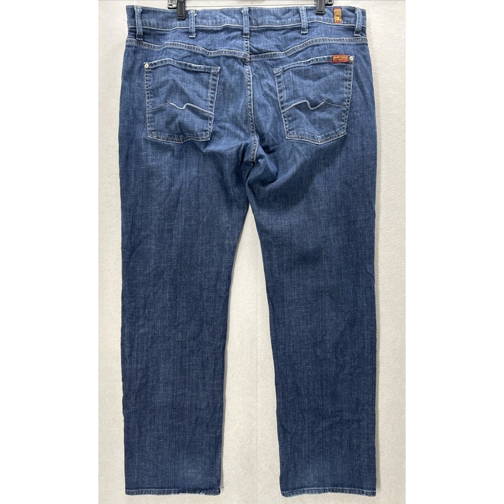 7 For All Mankind Austyn Straight Leg Jeans Dark Wash Men Size 40x32 Stretch - Picture 2 of 10